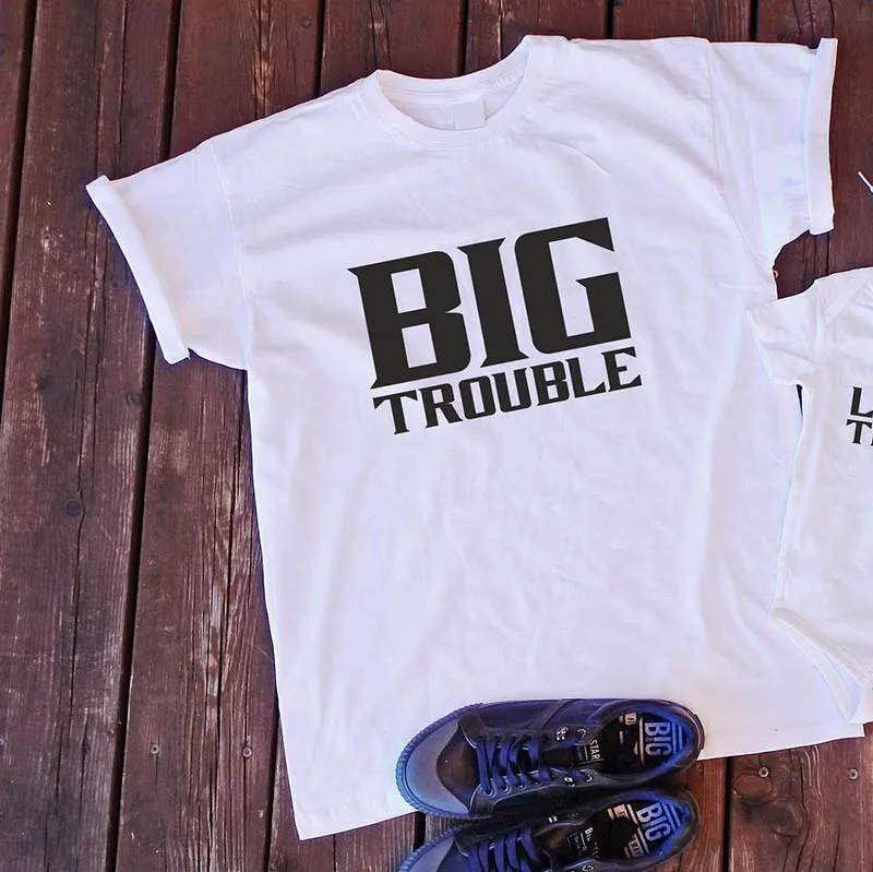 Комплект для малышей «Big Trouble Little Trouble», комплект для папы и ребенка, подарок для папы, подарок для мамы, семейная одежда - Цвет: P2337A