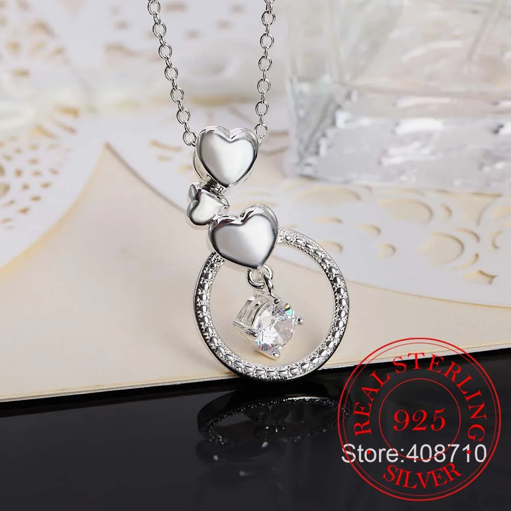 Женское Ожерелье с кулоном из серебра 925 пробы модное колье сердцем | Украшения и