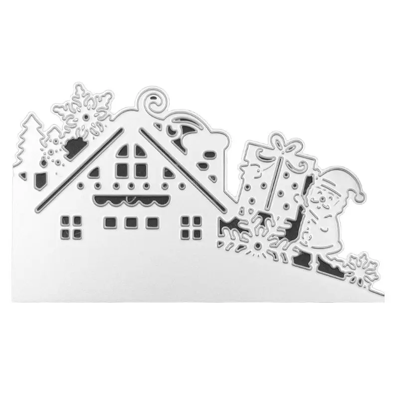 Дед Мороз дом металлические режущие штампы трафарет для скрапбукинга &quotсделай