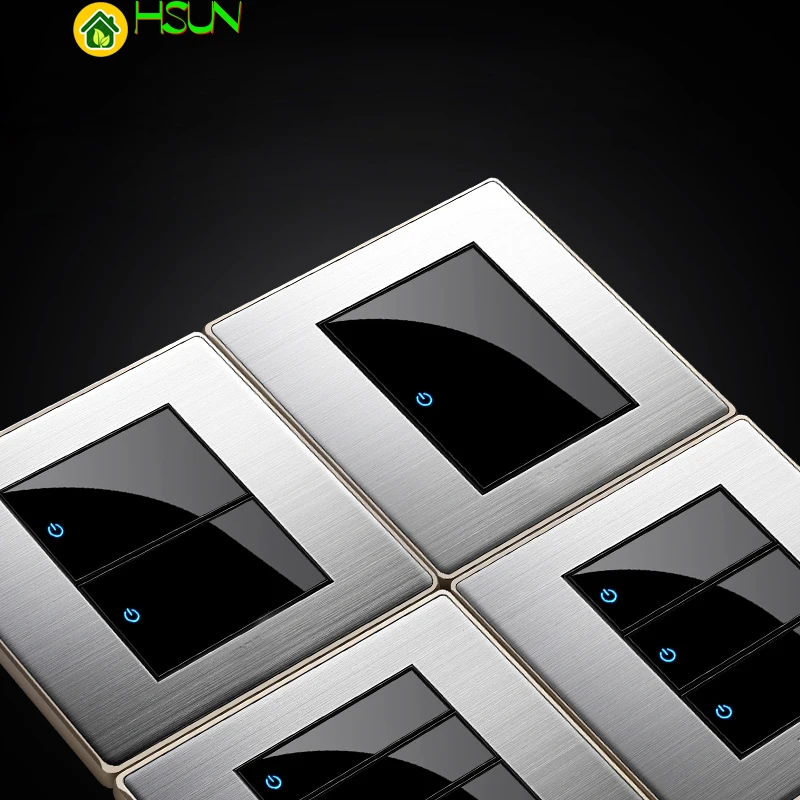 CE 86 Type LED Wall Electric Switch Mirror Acrylic Stainless Steel Brushed Panel - 1 2 3 4 Gang 1 Way 2 Way EU Socket USB Light TV image 2