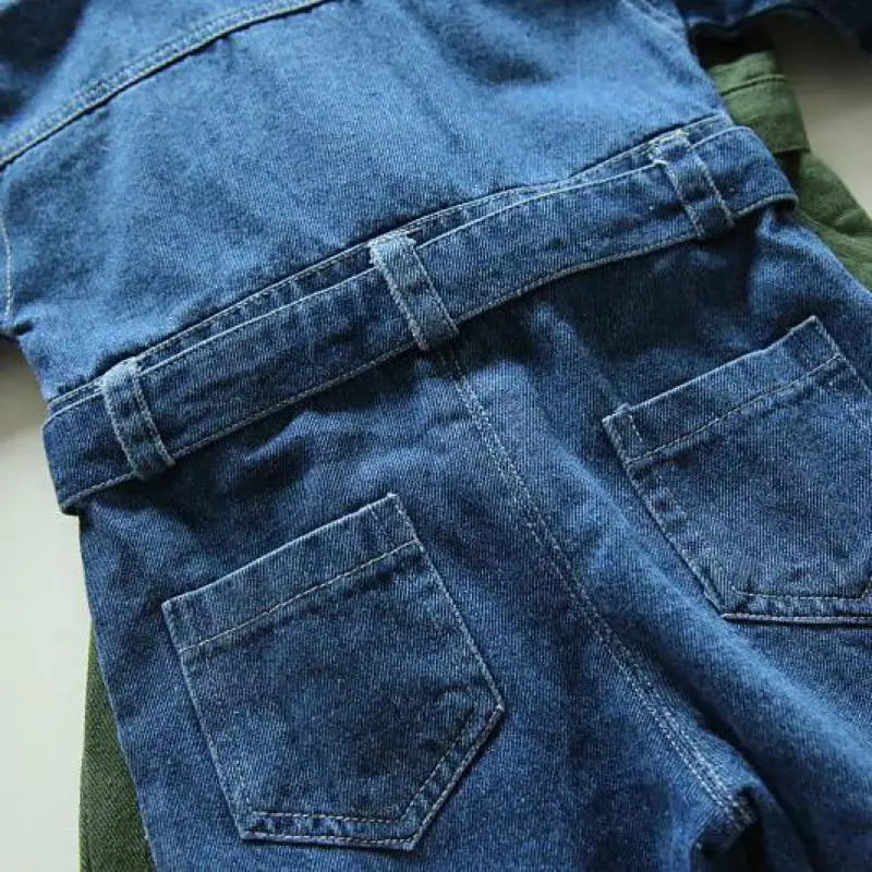 

Spring Autumn Children Baby Boys Denim Pants Overalls Infant Outfit Kids Full Sleeve Fashion Toddler Casual Belt Romper Jumpsuit