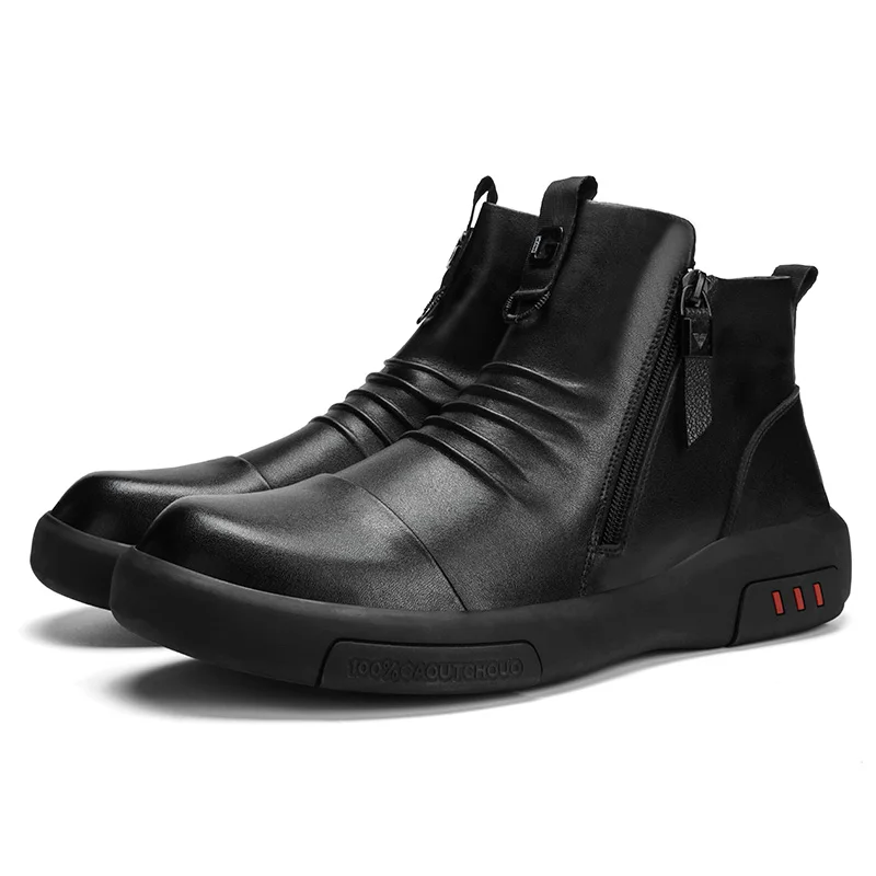 

Split Leather Men Boots Fashion Casual Loafers Mens Inside Fur Men Sneakers Luxury Brand Walking Mens Shoes 2020 Zapatos Hombre