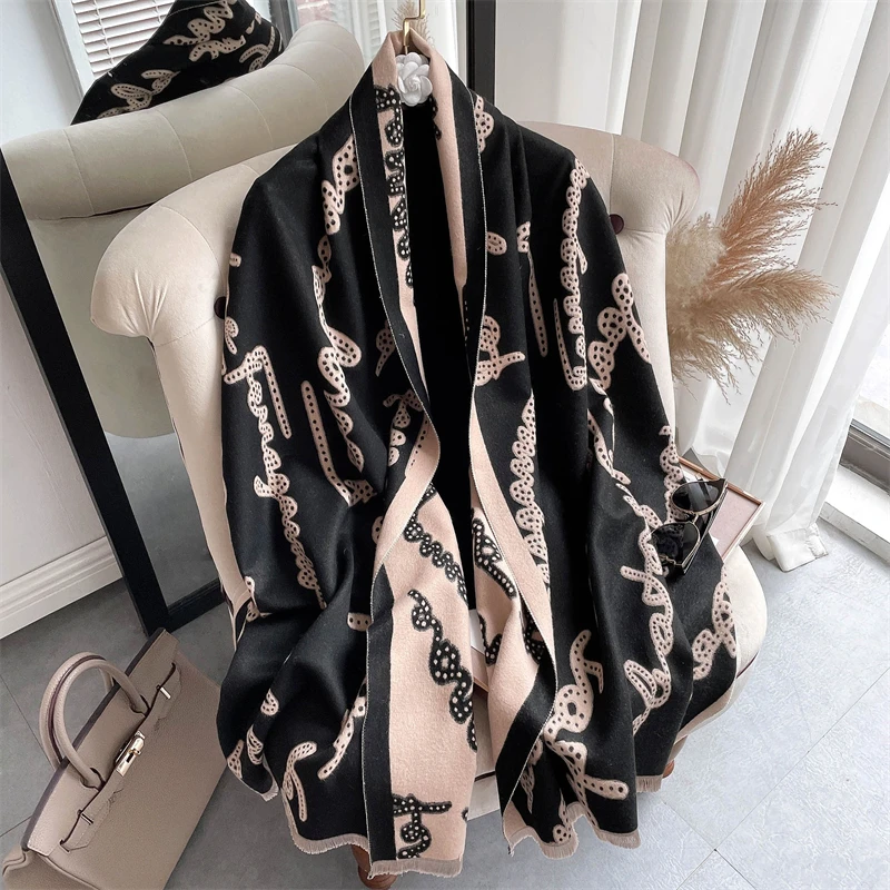 

Pashmina Winter Scarf Cashmere Women Fashion Printed Thick Warm Lady Blanket Tassels Shawls And Wraps Tassel Stoles Bufanda