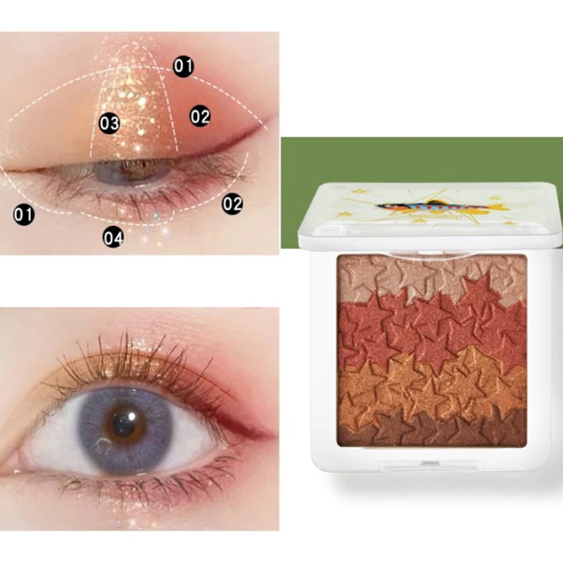 

Palette Sequins Makeup Portable Pearlescent Eyes Eyeshadow 4 Colors Star
