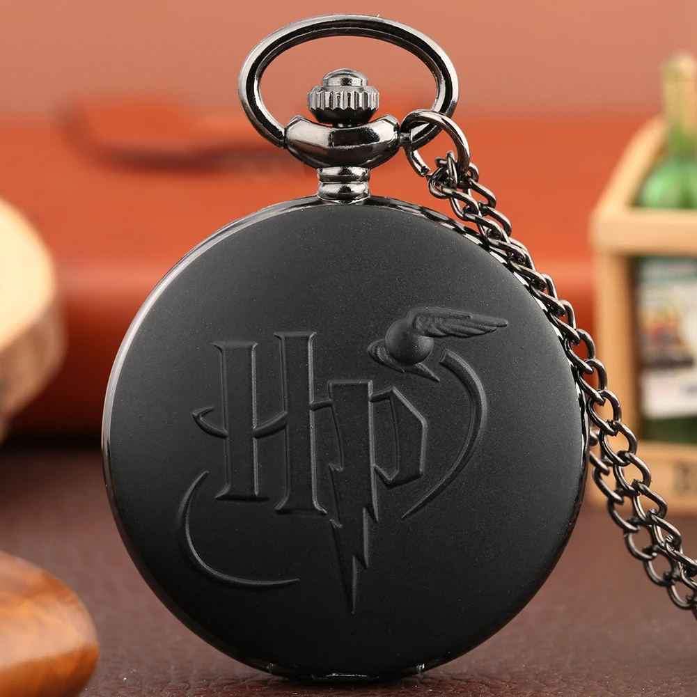 

Vintage HP Design Snitch Ball Quartz Pocket Watch Unique Clock Necklace Chain Matte Black/Grey Pendant Watches Men Women Gifts