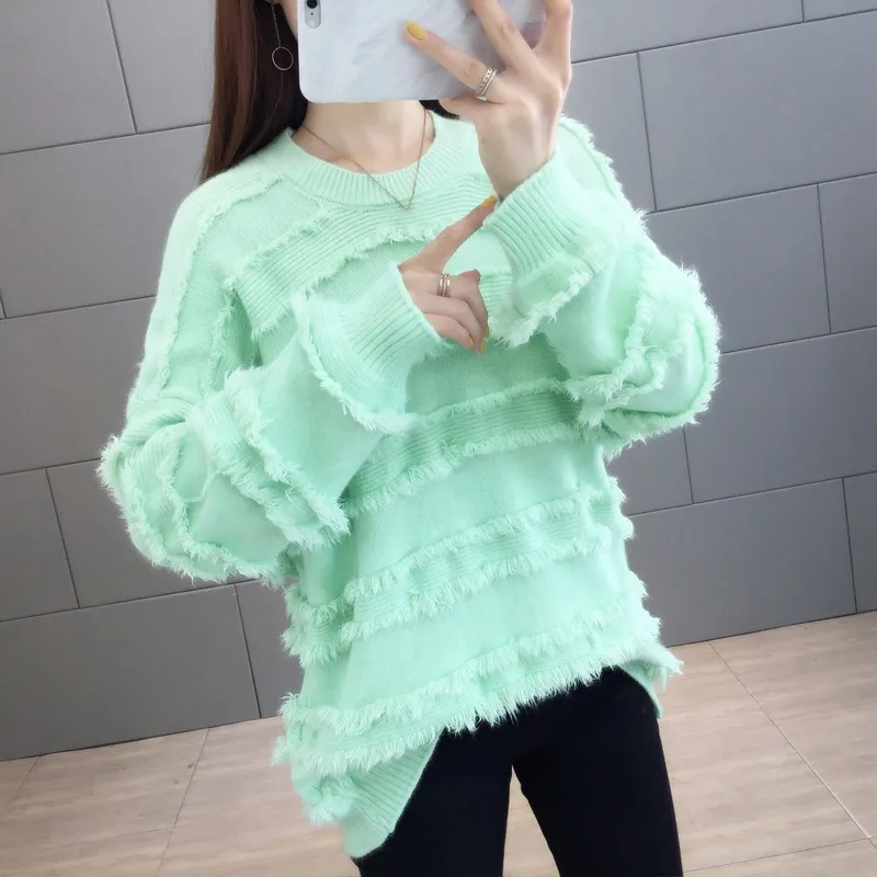 RealShe 2019 зимний женский свитер вязаный пуловер с круглым вырезом и длинным рукавом