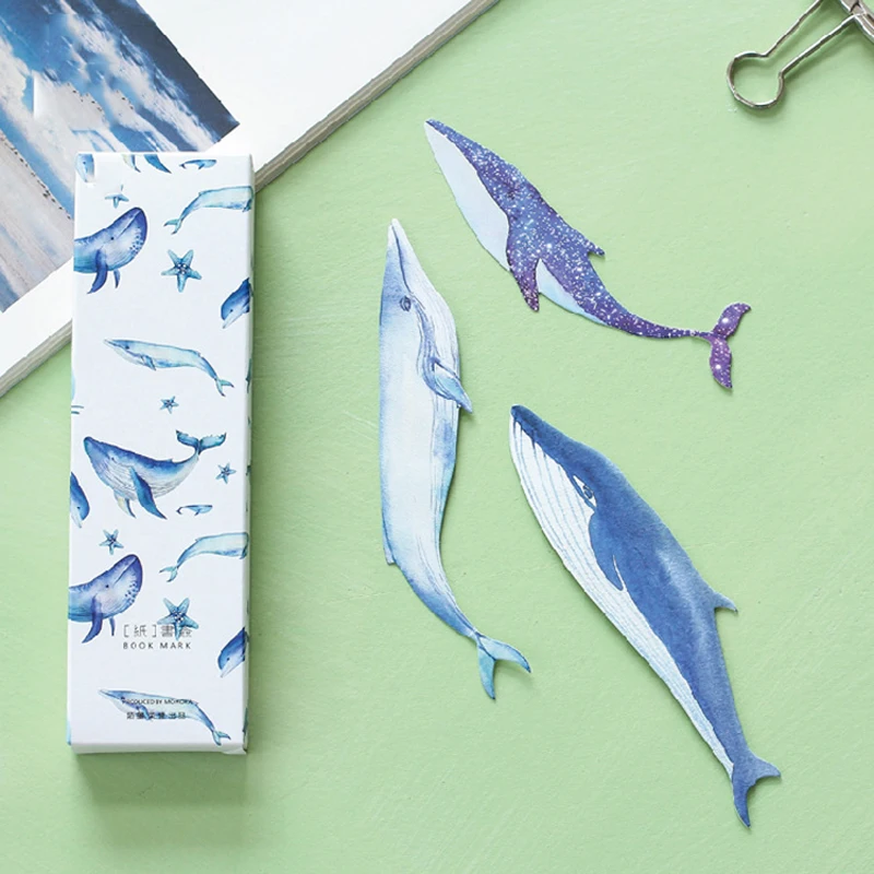 30 шт./кор. милые закладки в форме Кита из мультфильма креативные для книги