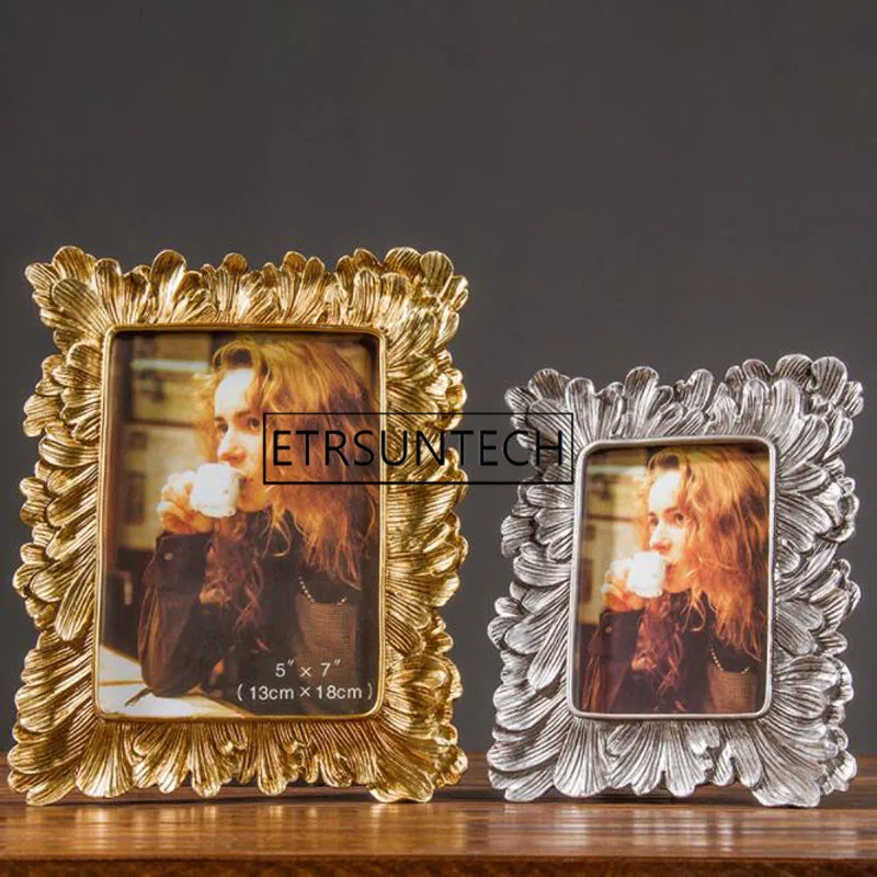 

36pcs Europe Vintage Photo Frame Resin Picture Frame Rectangle Cadre Photo Decoracion Gold Silver Palm Leaves Frame