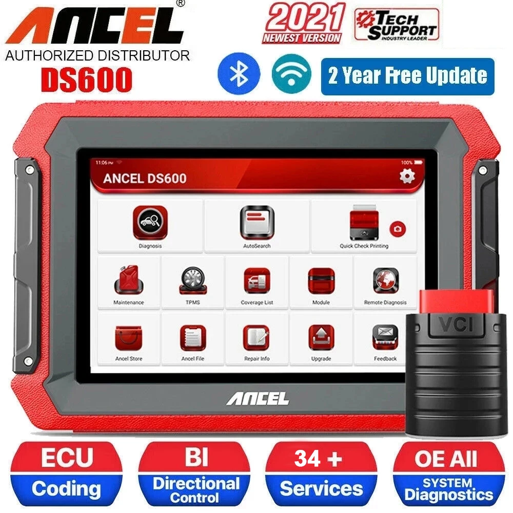 

ANCEL DS600 OBD2 Car Diagnostic Tool All System 34 Reset ECU Coding Active Test Car Code Reader Professional OBD OBD2 Scanner
