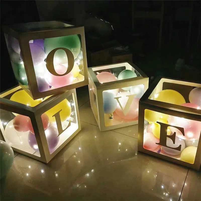 

DIY Transparent Balloon Letter Box Baby Shower Decorations Bride To Be Decoration Party Boy or Girl Happy Birthday Decoration