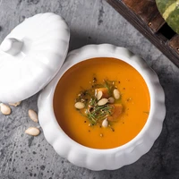 cute pumpkin soup cup with cover baking bowl ceramic rice bowl baking tableware dessert soup bowl water stew cup creative bowl