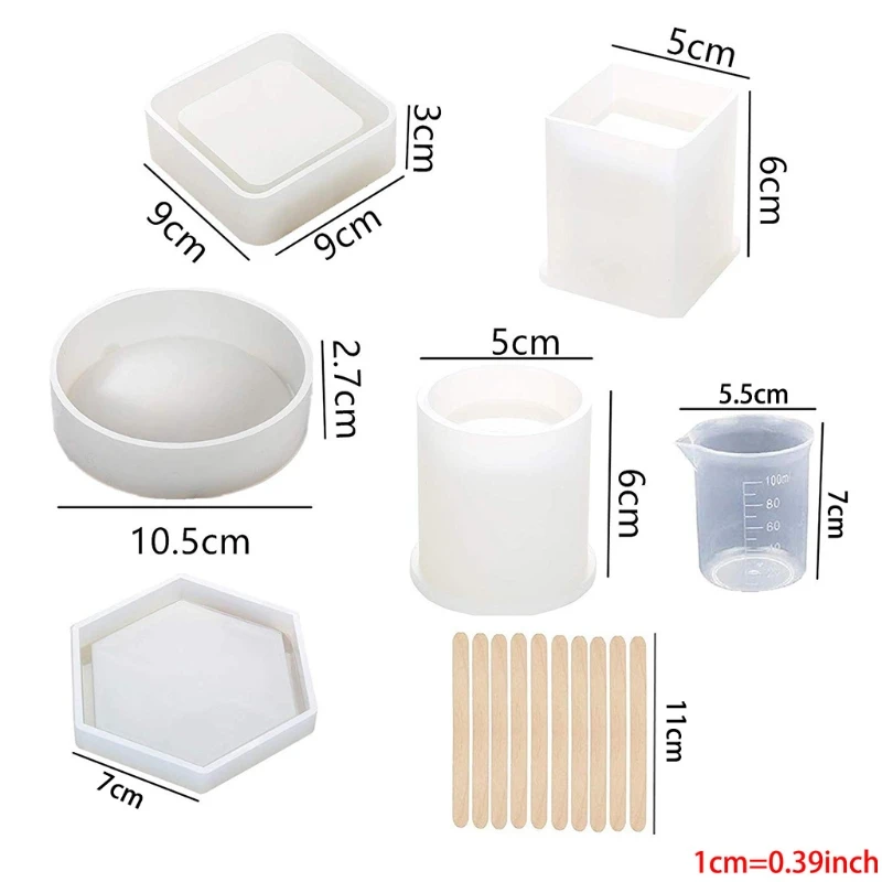 

37Pcs Silicone Molds Epoxy Resin Casting Art Mould for DIY Craft Art Including Cylinder Cuboid Hexagon Round Mold Making Tool