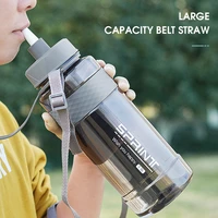 brand 1000ml bpa free sport drinking water bottle with straw 1l 2l 3l plastic water drinking bottle for water space bottles