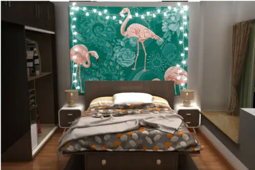 Фламинго МАНДАЛА ГОБЕЛЕН искусство настенный диван стол кровать крышка домашний