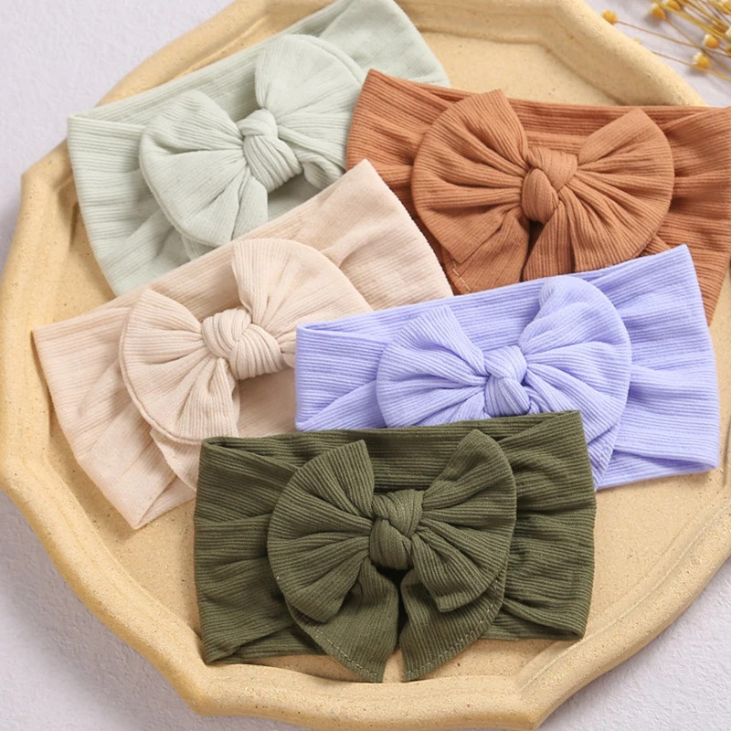 

40 Colors Striped Print Baby Girls Nylon Newborn Headbands Hairband For Girls Bows Turban Kids Headwear Baby Hair Accessories