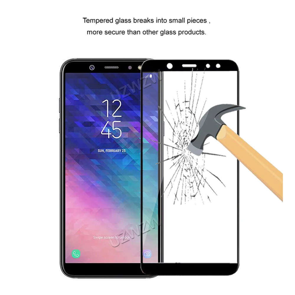 Для Samsung Galaxy A6 Plus / 2018 полное покрытие закаленное стекло Защита для экрана