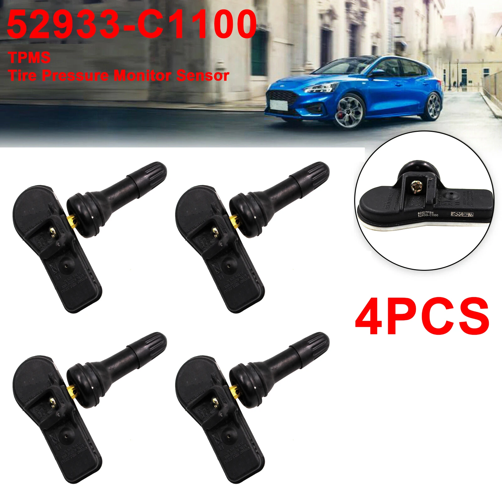 

Новый датчик контроля давления в шинах YAOPEI 52933-C1100, 4 шт., подходит для Hyundai Sonata Tucson i20 ix35 TPMS 433 МГц