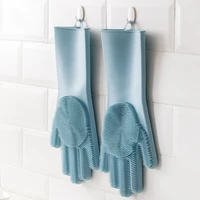 1pair silicone cleaning rubber gloves kitchen convenient for kitchen household sponge washing dishes multifunctional and durable
