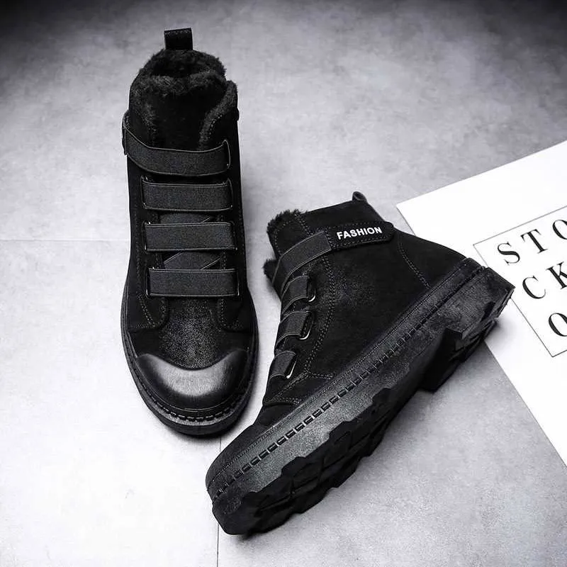 Мужские кроссовки теплые плюшевые зимние ботинки 2019 модный обруч и петля