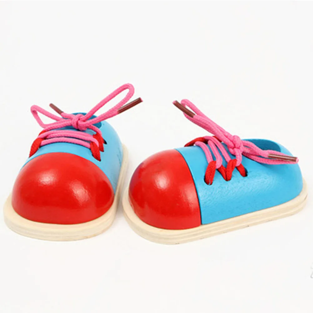 

1 Pcs Kids Montessori Educational Toys Children Wooden Toys Toddler Lacing Shoes Early Education Montessori Teaching Aids