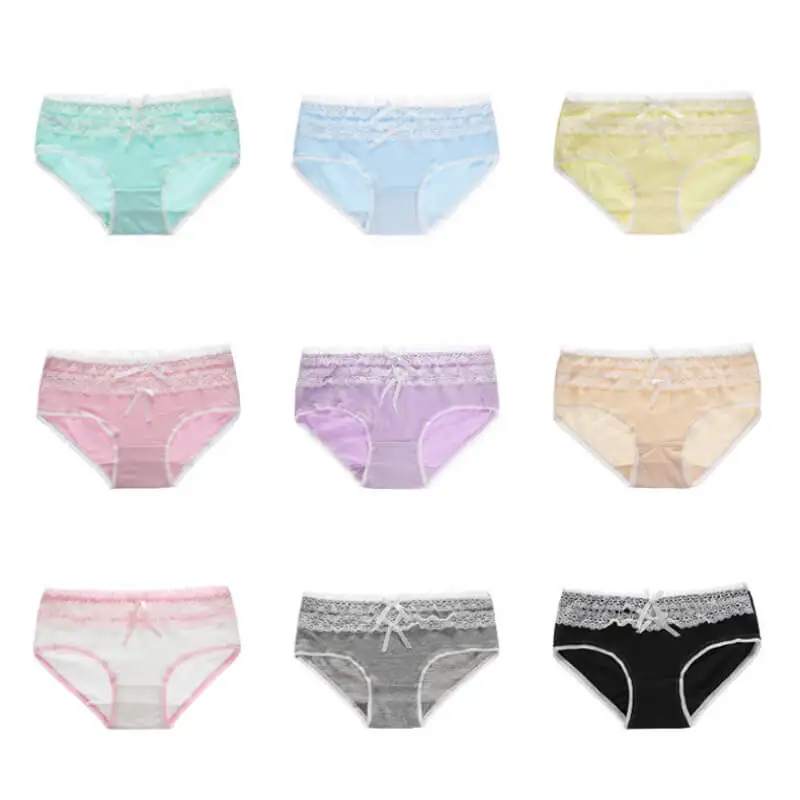 Женские хлопковые трусы, комплект женского нижнего белья из 3 предметов, мягкие женские трусы с низкой посадкой, кружевные дышащие трусы с бантом для девочек, NXY