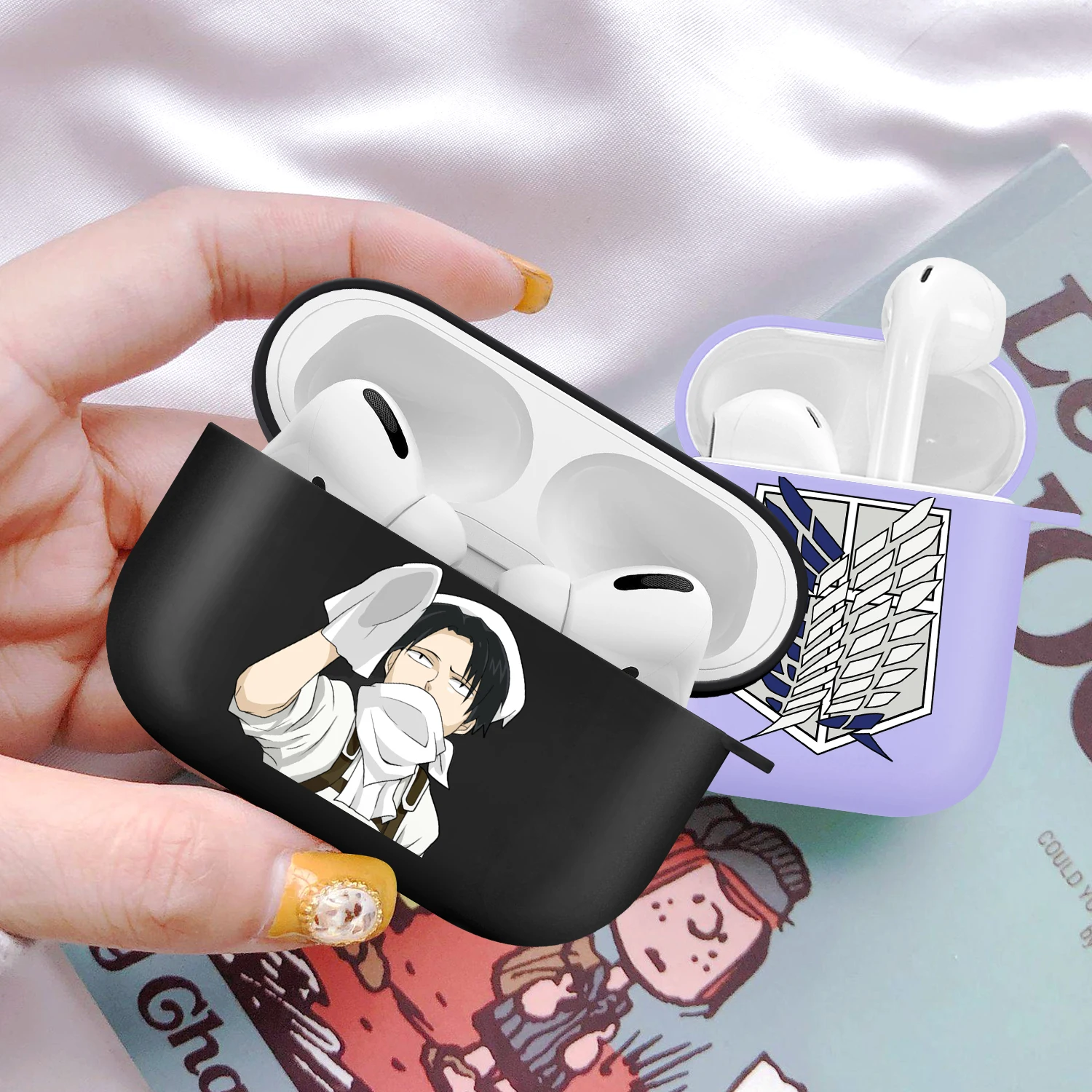 Чехол для наушников Apple Airpods 2 1 Pro силиконовый чехол с рисунком японского аниме
