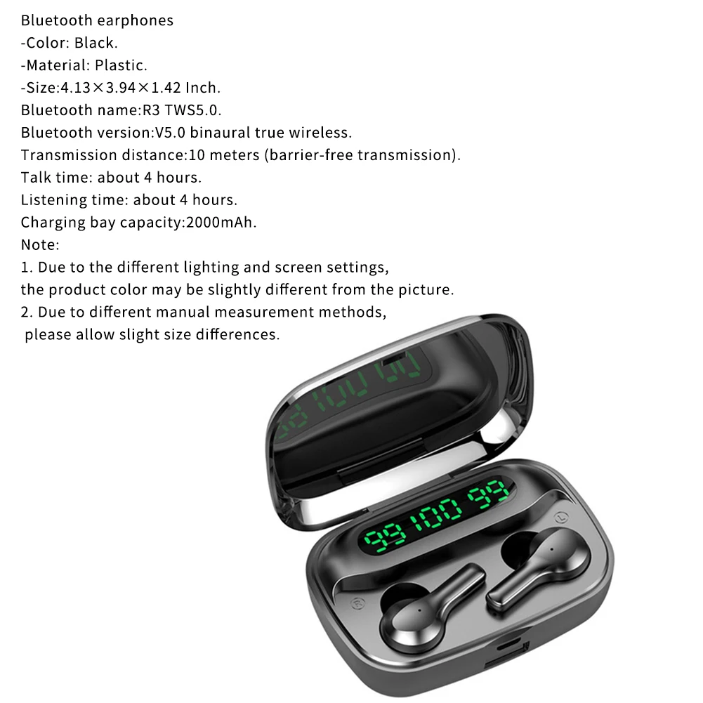 

R3 TWS Wireless Headphones Touch Control Bluetooth Earphones Waterproof Sports With Microphone Noise Reduction Music Headsets