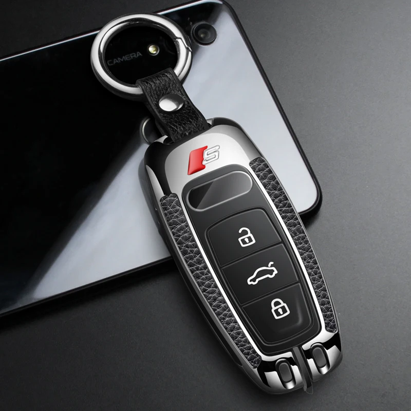 

High-Quality Galvanized Alloy Car Smart Car Key Case Cover Key Chain Key Bag Shell Protector for Audi A8L A6L A6 A7 Accessories