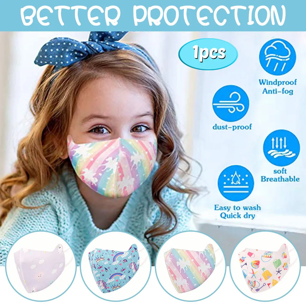 

Kids Masks Rainbow Maiden Castle Children Girls Boys Reusable Cute Cartoon Mask Respirator Cover Masque Mascarilla