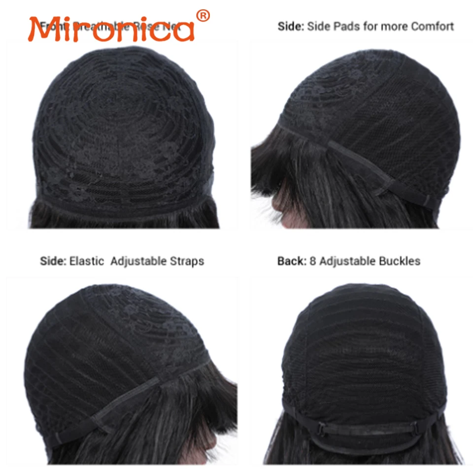 

Mironica Hair Straight Human Hair Wigs With Bangs Remy Full Machine Made Brazilian Human Hair Wigs For Black Women 8-24 Inch