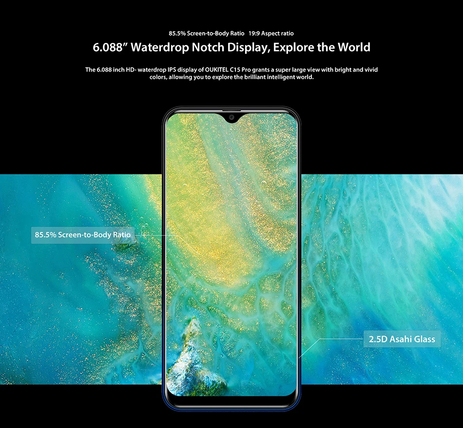 Мобильный телефон OUKITEL C15 Pro 6,088 ''MT6761 2GB+ 16 GB/3 GB+ 32 GB, отпечаток пальца, распознавание лица, 4G смартфон 2,4G/5G, WiFi, экран капли воды