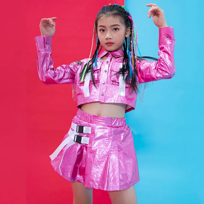 Костюм для джазового танца Детский комплект уличной одежды розового цвета с