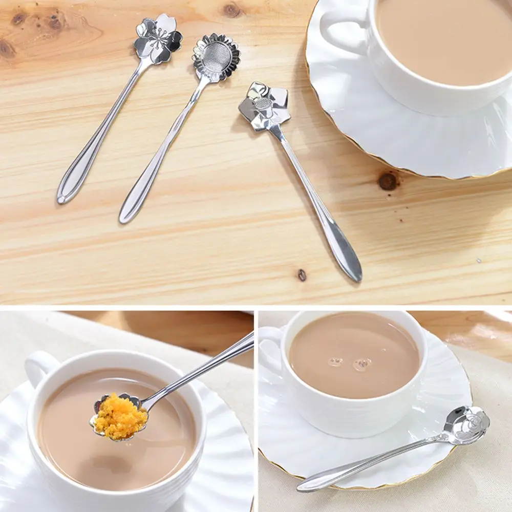 2019 Новинка 1 шт. ложка цветок Форма Нержавеющая сталь серебро чайная кофейная