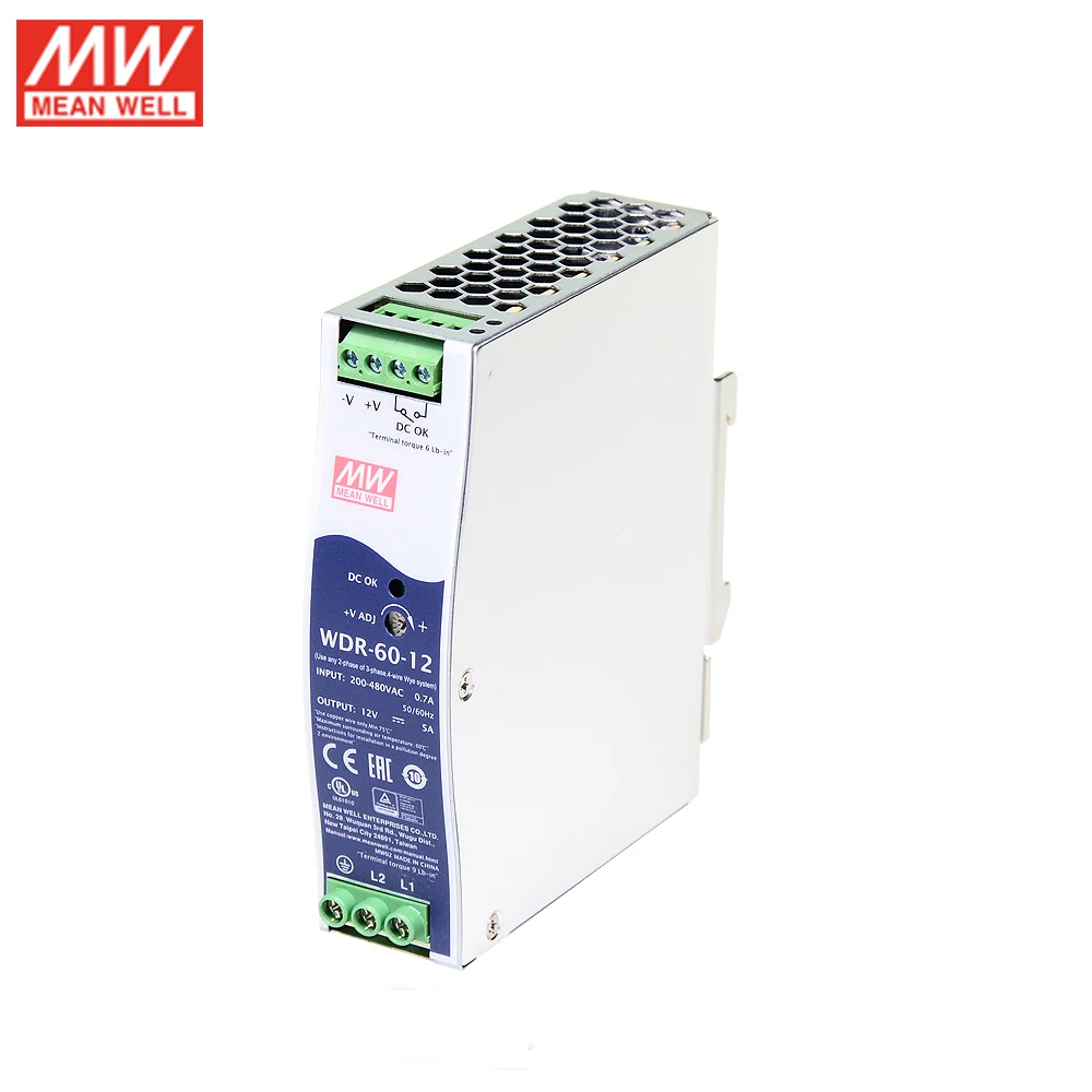Бренд MEAN WELL представляет WDR 60 60W 5V/10A 12V/5A 24V/2.5A 48V/1.25A широкий Вход промышленные на din