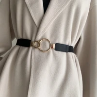 fashion female metal buckle waist elastic belt ins double gold buckle waist strap decoration suit coat dress thin waistbands