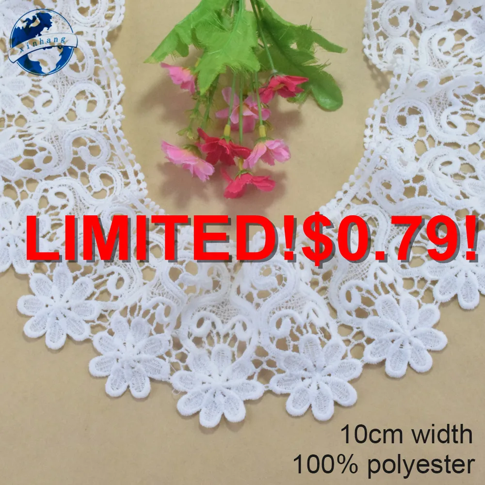 

10cm White Polyester Lace Embroidery French Ribbon Fabric Guipure Diy Trims Warp Knitting Sewing Accessories Doll Dress#4282