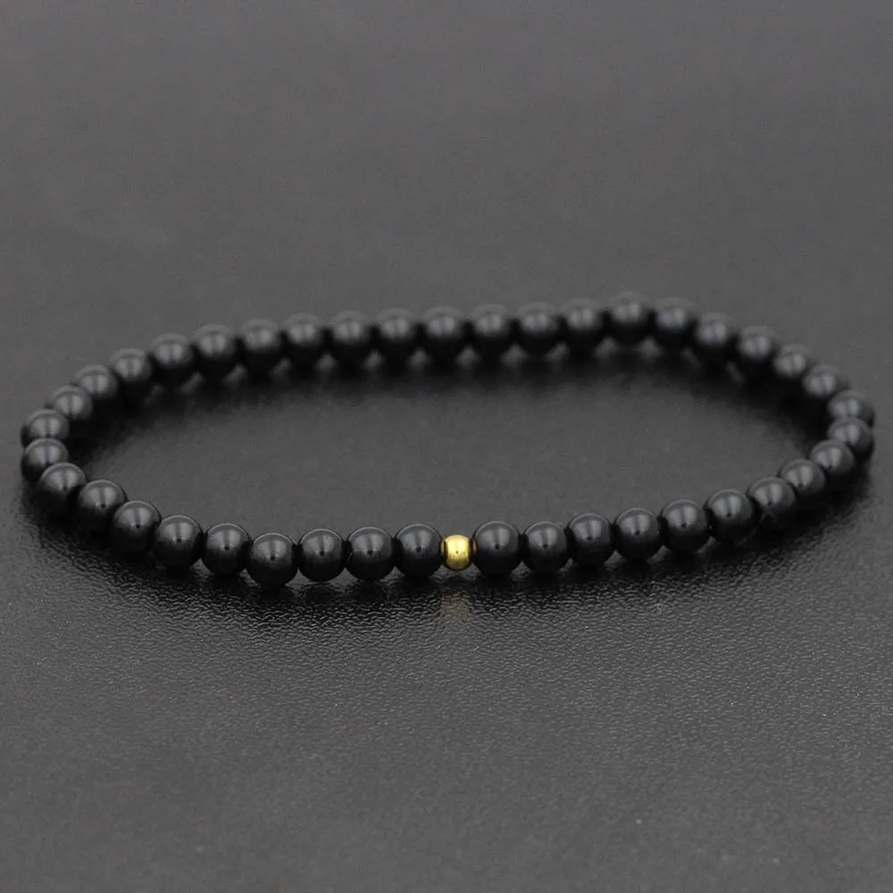 4 мм Черный Браслет Из Натурального золота из нержавеющей стали минималистичный