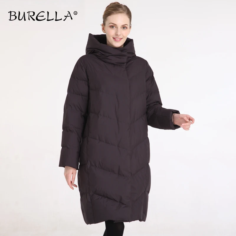 Женский пуховик BURELLA толстая однотонная хлопковая куртка с высоким воротником