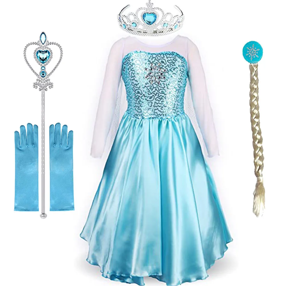 

Snow Queen Princess Dress Clothing Girls Elsa Dress Anna Summer Kids Children's Costumes Birthday Party Teen Vestidos Disfraz