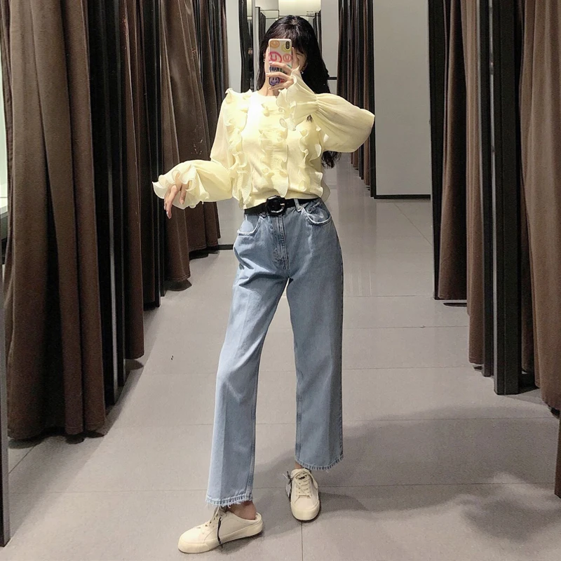 Casual Women Ruffles Knitted sweater 2020 autumn winter Long sleeve ruffled female Ladies pullover jumpers YNZZU YT913 | Женская одежда