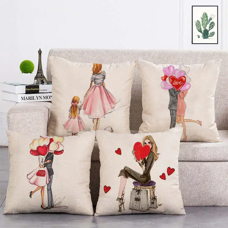 

Подушка декоративная, чехол для подушки с принтом лен, 45 х45 см, ручная роспись