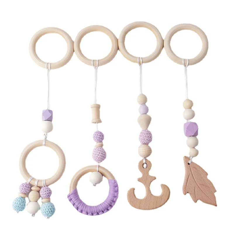 4 Pc/set Lovely Baby Wood Chain Rattle Toys Nursery Kids Room Decoration Accessories Gym Play Rack Hanging Decor Ornaments