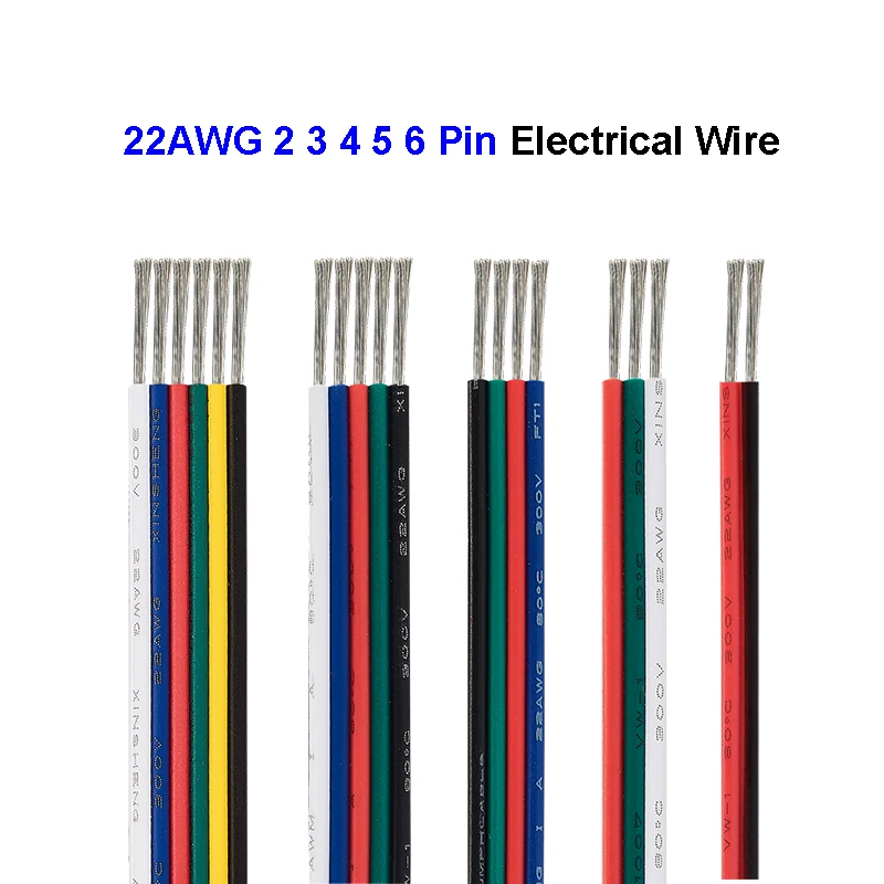 2/3/4/5/6pin электрические соединители проводов 22 AWG провода 5/100 м для светодиодов