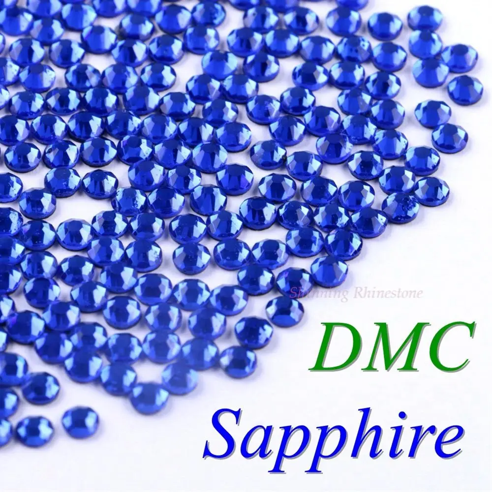 Sapphire 42 цвета на выбор! SS6 SS10 SS16 SS20 SS30 смешанные размеры DMC качественные стеклянные кристаллы горячей фиксации Стразы железные Стразы с бриллиантами - Цвет: Sapphire