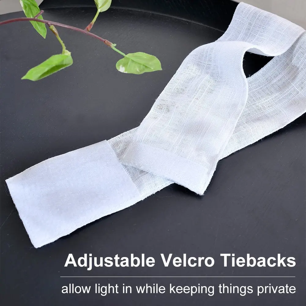 Льняная текстурированная французская стеклянная занавеска на дверь белая