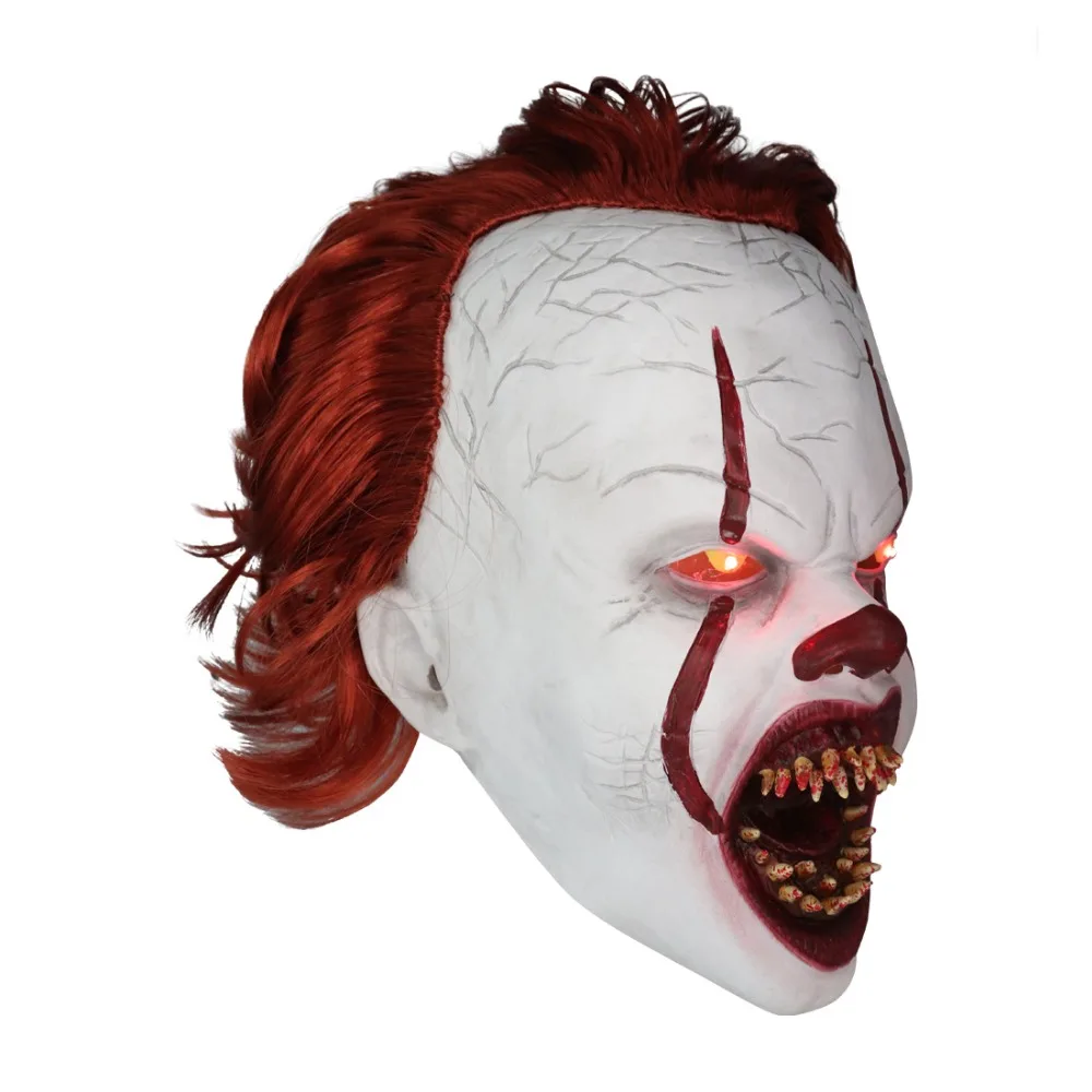 Светодиодный фонарь маска пеннивайза It Chapter Два страшных клоуна Косплей Хэллоуин латексные маски