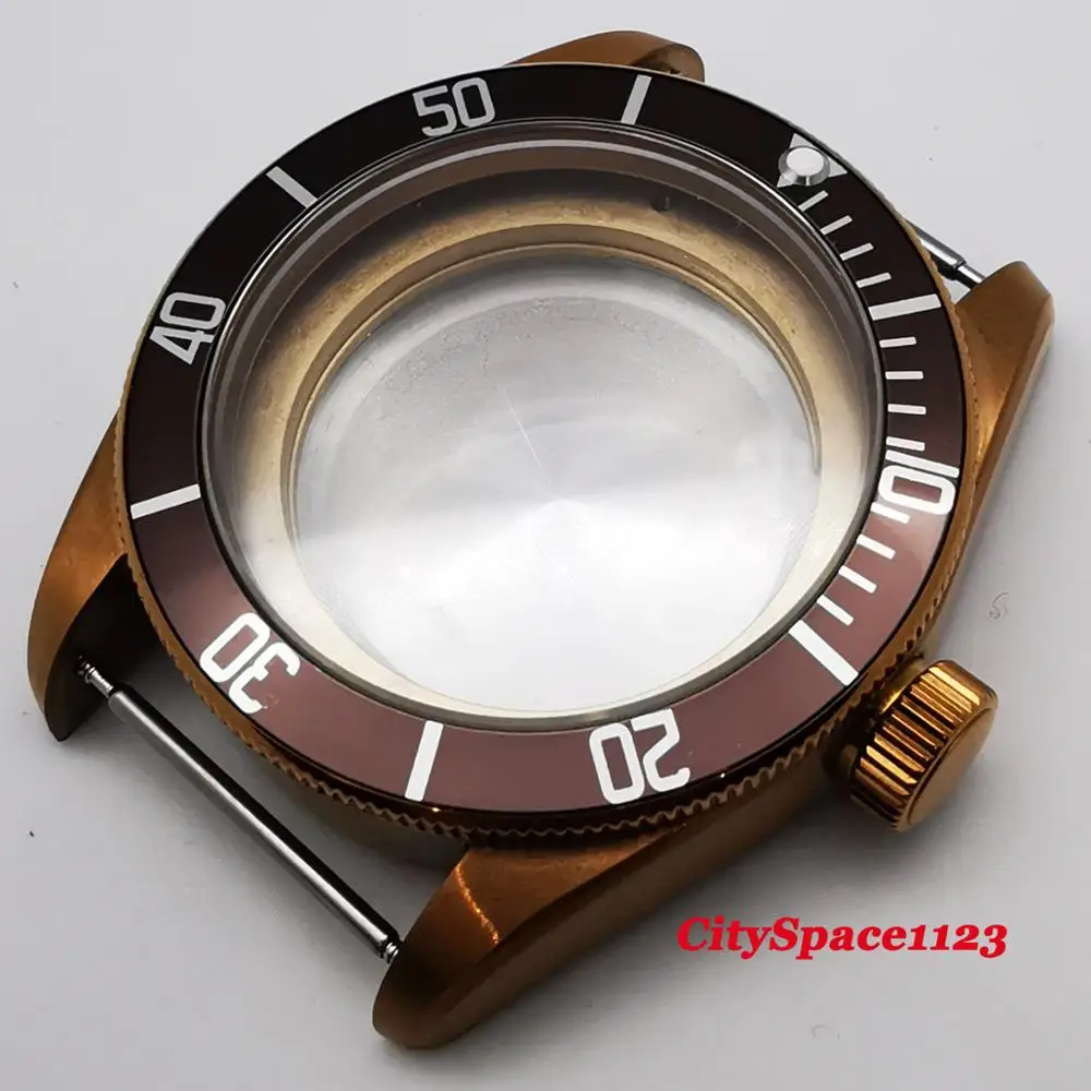 Мужские часы 41 мм латунные с pvd-покрытием чехол циферблат светящиеся руки