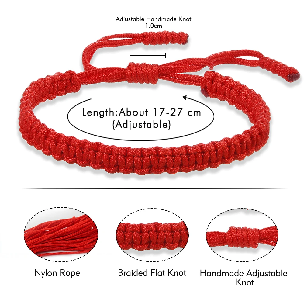 

Tibetan Thread Buddhist Bracelets & Bangles Adjustable Size For Women Handmade Knot Amulet Red Rope Lucky Bracelet Charm Jewelry