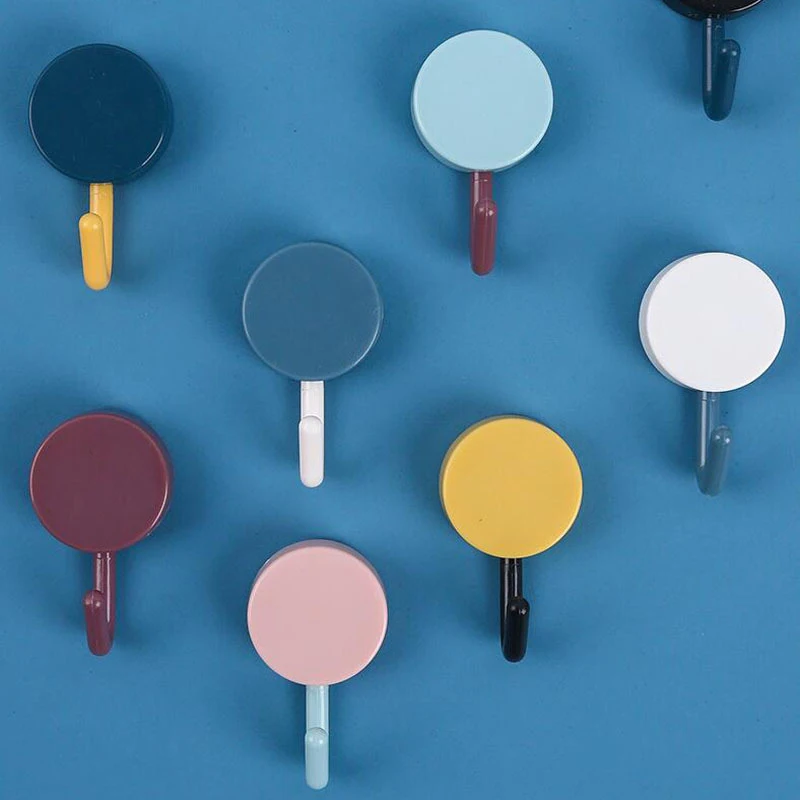 

10pcs Solid Color Clothes Hook Mounted Wall Hook Wall Hooks Decorative Free Punching Door Without Trace Nail Small Hook