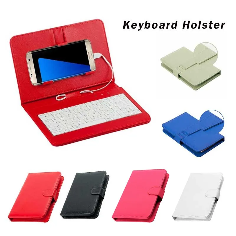 

Wired Keyboard Holster For Andriod Mobile Phone 4.2''-6.8'' Protective Case Cover PU Leather Keyboard case for Samsung Xiaomi